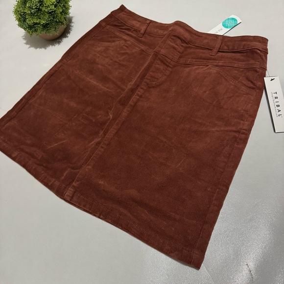 Tribal NWT Stitch Fix Stretch Pull‎ On Corduroy Pencil Skirt Brown Size 10 Fall - Picture 1 of 9